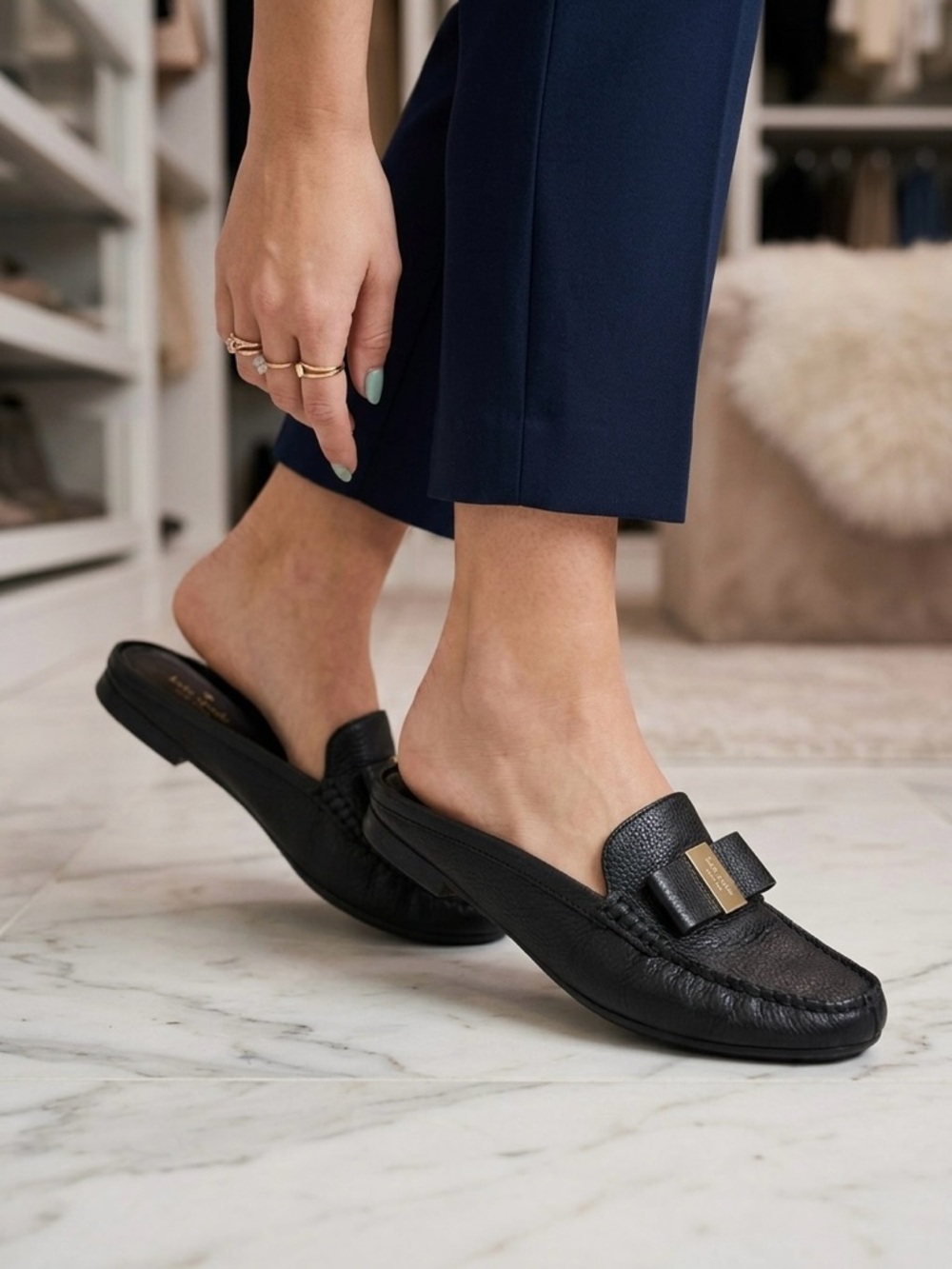 Kate Spade Marley Leather Mules loafer with Bow